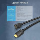 Кабель HDMI M - M, 1.0м, V2.0, 4K 60Гц, кут 90°, PVC, чорний Vention