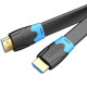 Кабель HDMI M - M, 1.0м, V2.0, 4K 60Гц, PVC Flat Design, Black, Vention