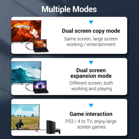Кабель HDMI M - M, 1.0м, V2.0, 4K 60Гц, PVC Flat Design, Black, Vention