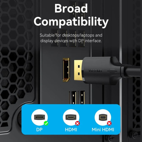 Кабель DisplayPort M - M 3.0м, V1.2, 4K 60 Гц 3D Dolby 7.1 Vention