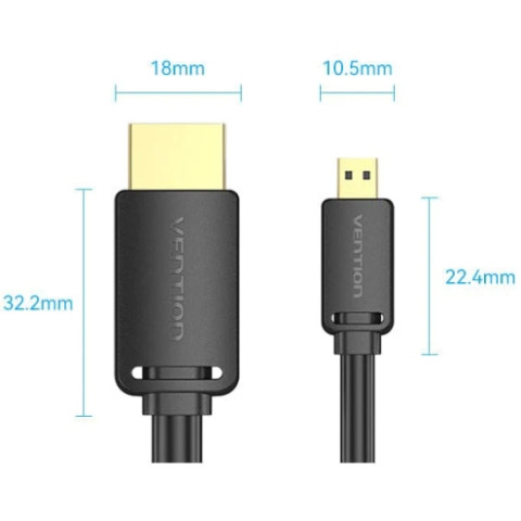 Кабель HDMI M - Micro M, 1.5 м, V2.0 4K 60Гц 18Gbps HDR Dolby Vention