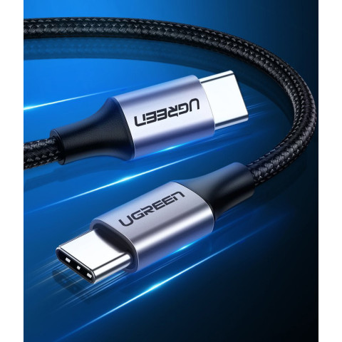 Кабель USB 2.0 Type-C M-M, 2 м, 60W Чорний, Round Cable Nickel Plating Aluminum Shell US261 UGREEN