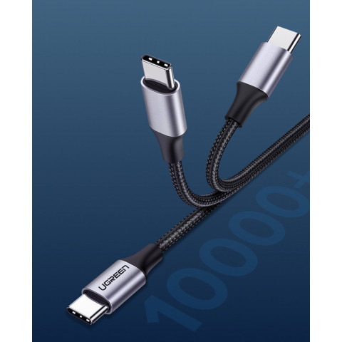 Кабель USB 2.0 Type-C M-M, 2 м, 60W Чорний, Round Cable Nickel Plating Aluminum Shell US261 UGREEN