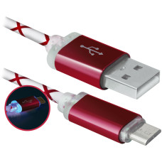 Кабель USB 2.0 AM-micro BM, 1.0 м, червоний, 08-03LT Defender
