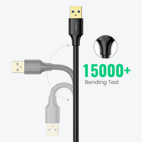 Кабель продовжувач USB 3.0 AM-AF, 3м, Connector gold-plated Чорний, US129 Ugreen