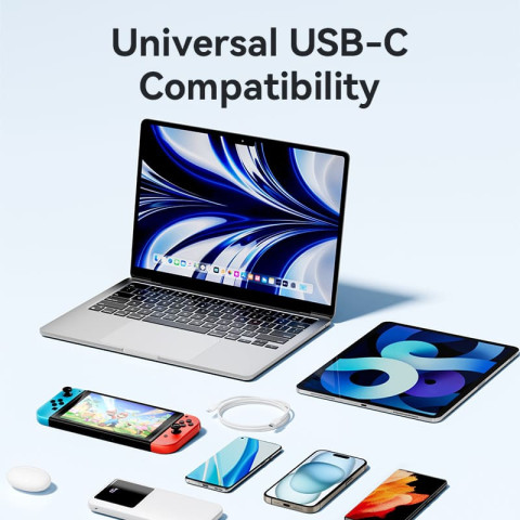 Кабель USB 2.0 Type-C M-M, 1.0 м 60W White Nickel-Plated Vention
