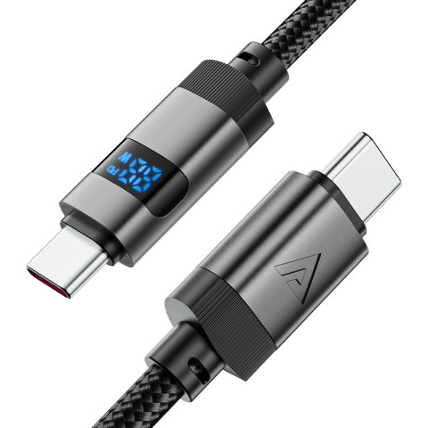 Кабель USB 2.0 Type-C M-M, 1.2 м 60W digital display Black, C15-03 Acefast