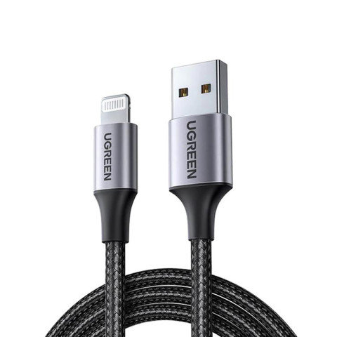 Кабель USB 2.0 AM-Lightning M, 2 м, 2.4A, Чорний, US199 UGREEN