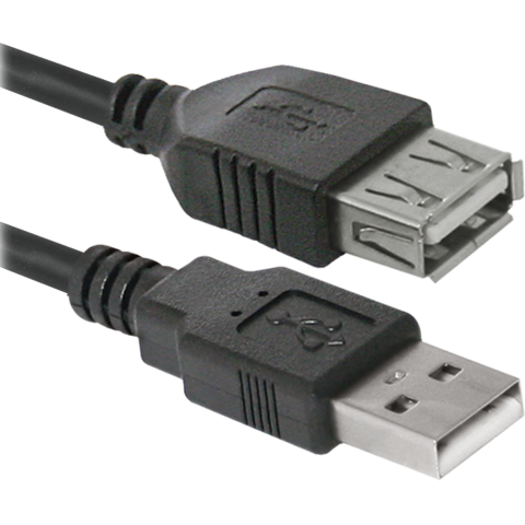 Кабель продовжувач USB 2.0 AM-AF, 1.8 м чорний USB02-06 Defender