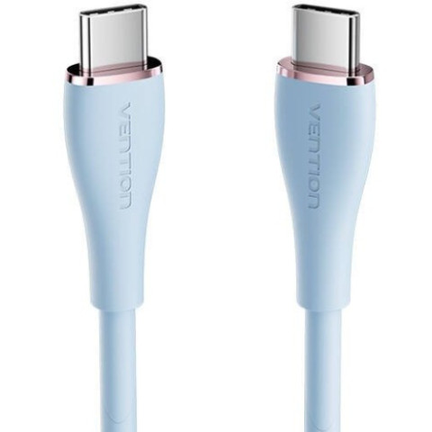 Кабель USB 2.0 Type-C M-M, 1.0 м 100W Light Blue Silicone Vention