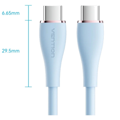 Кабель USB 2.0 Type-C M-M, 1.0 м 100W Light Blue Silicone Vention