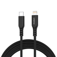 Кабель USB 3.1 Type-C M-Lightning M, 1.8м, чорний, 20W, MFi PD, обплетення, чорний Choetech