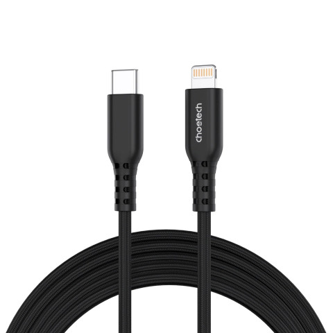 Кабель USB 3.1 Type-C M-Lightning M, 1.8м, чорний, 20W, MFi PD, обплетення, чорний Choetech