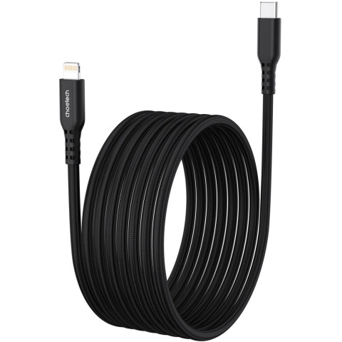 Кабель USB 3.1 Type-C M-Lightning M, 1.8м, чорний, 20W, MFi PD, обплетення, чорний Choetech