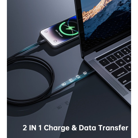 Кабель USB 3.1 Type-C M-Lightning M, 1.8м, чорний, 20W, MFi PD, обплетення, чорний Choetech