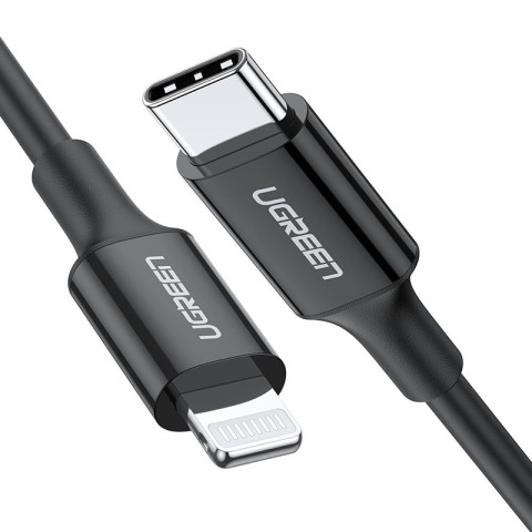 Кабель USB 2.0 Type-C M-Lightning M, 1 м, 3A, Nickel Plating ABS Shell Чорний, US171 UGREEN