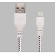 Кабель USB 2.0 AM-Lightning M, 1.0м, оплетення, білий