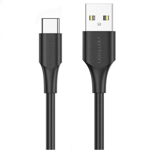 Кабель USB 2.0 AM-Type-C M, 3.0 м, 60W PVC чорний Vention