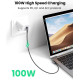 Кабель USB 2.0 Type-C M-M, 2 м, 90°, 100W Косм. Сірий US335 UGREEN