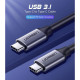 Кабель USB 3.1 Type-C M-M, 1.5 м, 60W Nickel Plating Aluminum Shell Сірий, US161 UGREEN
