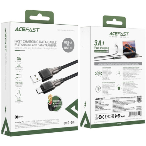 Кабель USB 2.0 AM-Type-C M, 1,2 м, 60W silicone braid C10-04 Acefast
