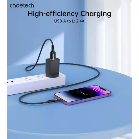 Кабель USB 2.0 AM-Lightning M, 1.0м, чорний Choetech