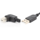Кабель USB 2.0 AM-BM, 1.0 м, кут 90° наліво, чорний