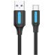 Кабель USB 2.0 AM-Type-C M, 0.5 м, 100W PVC чорний Vention