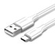 Кабель USB 2.0 AM-Type-C M, 2 м, 60W Nickel Plating Білий, US287 UGREEN
