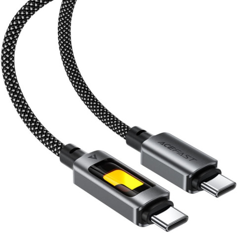 Кабель USB 2.0 Type-C M-M, 1.2 м 60W C21-03, aluminum alloy, color indicator, Black Acefast