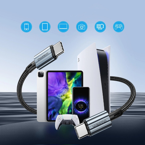 Кабель USB 2.0 Type-C M-M, 1,2 м, 60W обплетення, чорний Choetech