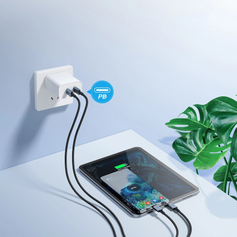 Кабель USB 2.0 Type-C M-M, 1,2 м, 60W обплетення, чорний Choetech