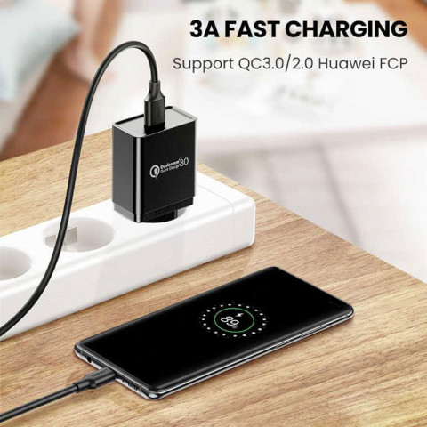 Кабель USB 3.0 AM-Type-C M, 2 м, 60W Nickel Plating Aluminum Braid Чорний, US184 UGREEN