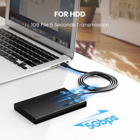 Кабель USB 3.0 AM-Type-C M, 2 м, 60W Nickel Plating Aluminum Braid Чорний, US184 UGREEN