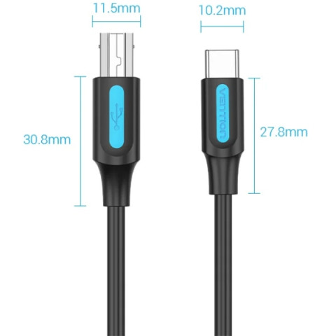 Кабель USB 2.0 Type-C M - USB BM, 2.0 м 2.4А Printer cable Vention