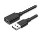 Кабель продовжувач USB 2.0 AM-AF, 3м, Nickel Plating Extension Cable Чорний, US103 UGREEN