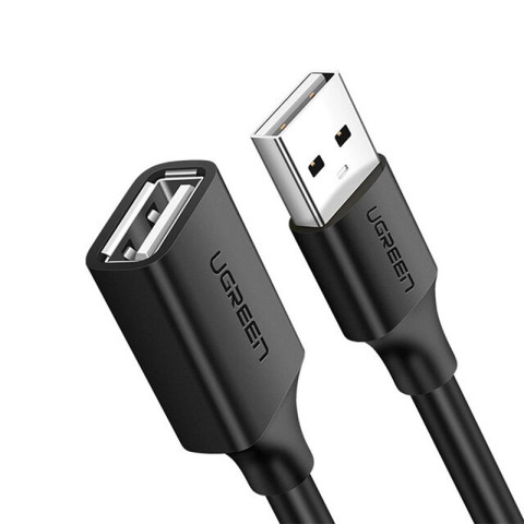 Кабель продовжувач USB 2.0 AM-AF, 3м, Nickel Plating Extension Cable Чорний, US103 UGREEN