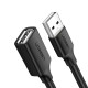 Кабель продовжувач USB 2.0 AM-AF, 3м, Nickel Plating Extension Cable Чорний, US103 UGREEN