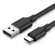 Кабель USB 2.0 AM-Type-C M, 3 м, 60W Nickel Plating Чорний, US287 UGREEN