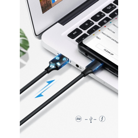 Кабель USB 2.0 AM-Type-C M, 3 м, 60W Nickel Plating Чорний, US287 UGREEN