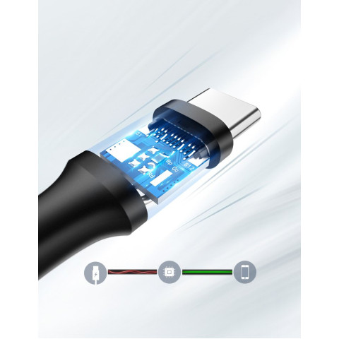 Кабель USB 2.0 AM-Type-C M, 3 м, 60W Nickel Plating Чорний, US287 UGREEN