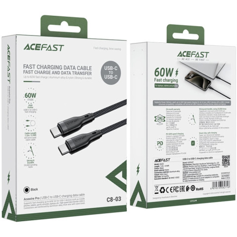 Кабель USB 2.0 Type-C M-M, 1,2 м, 60W, C8-03 Acefast