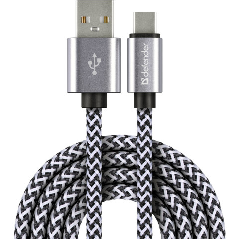 Кабель USB 2.0 AM-Type-C M, 1.0 м, білий, 09-03T PRO Defender