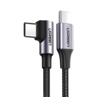 Кабель USB 2.0 Type-C M-M, 3 м, 90°, 60W Чорний, US255 UGREEN