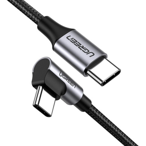 Кабель USB 2.0 Type-C M-M, 3 м, 90°, 60W Чорний, US255 UGREEN