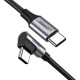 Кабель USB 2.0 Type-C M-M, 3 м, 90°, 60W Чорний, US255 UGREEN