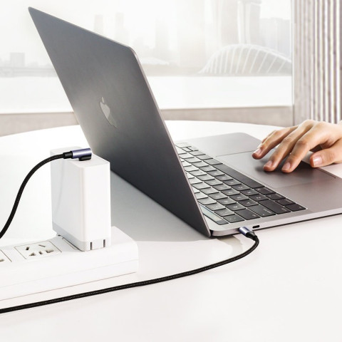 Кабель USB 2.0 Type-C M-M, 3 м, 90°, 60W Чорний, US255 UGREEN