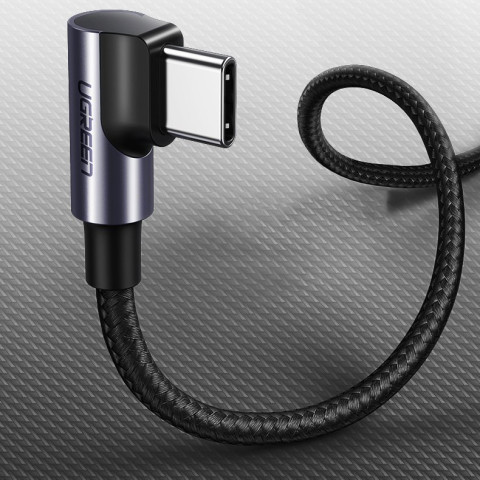 Кабель USB 2.0 Type-C M-M, 3 м, 90°, 60W Чорний, US255 UGREEN