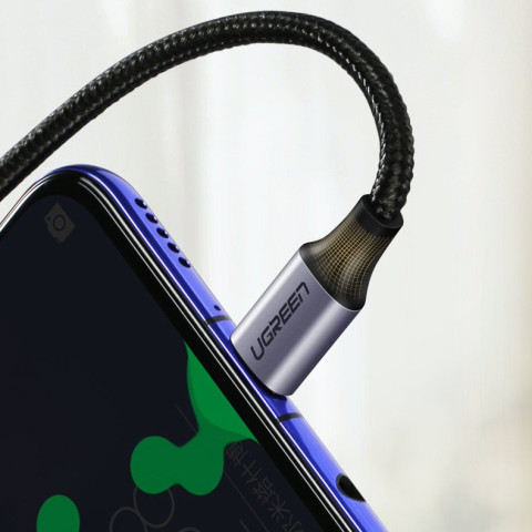 Кабель USB 2.0 Type-C M-M, 3 м, 90°, 60W Чорний, US255 UGREEN