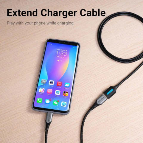 Кабель продовжувач USB 2.0 M - USB 2.0 F 1.5м, PVC Type чорний, Vention